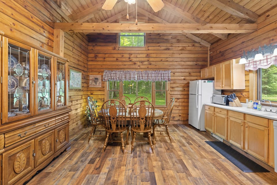 Spacious kitchen is fully stocked for your home cooked meals.