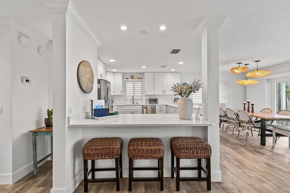 House, Multiple Beds (Blue Yonder Beach House) | Private kitchen | Oven, coffee/tea maker, toaster, blender