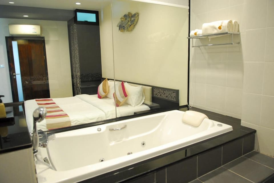 Shower, free toiletries, hair dryer, slippers