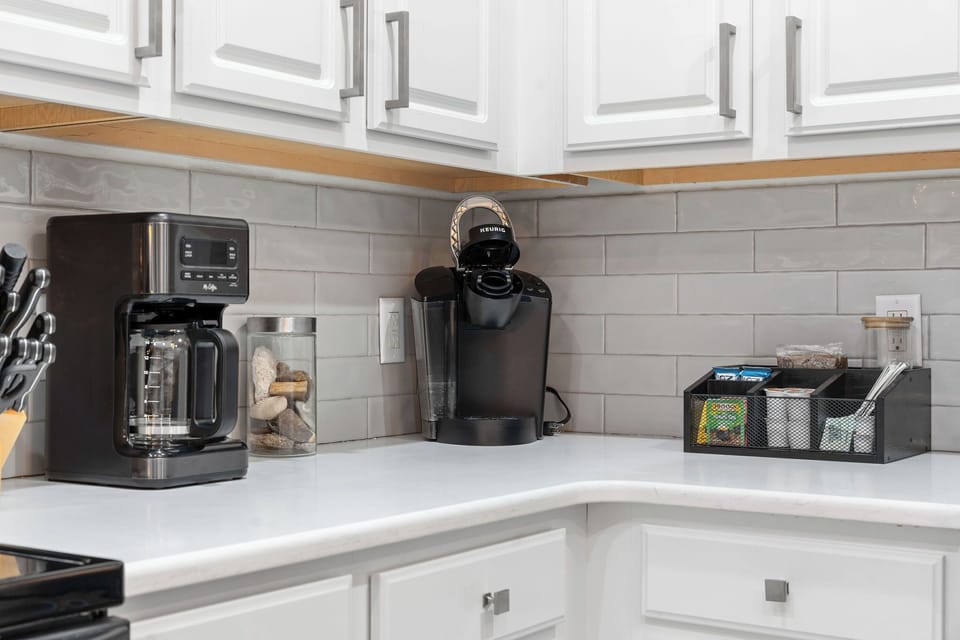 - Start your day right with a Keurig, drip maker, and a fully stocked coffee bar
- Plenty of brew options await, from pods to ground beans and flavorful teas too
- Thoughtfully stocked and ready for your peaceful sunrise moments on the balcony