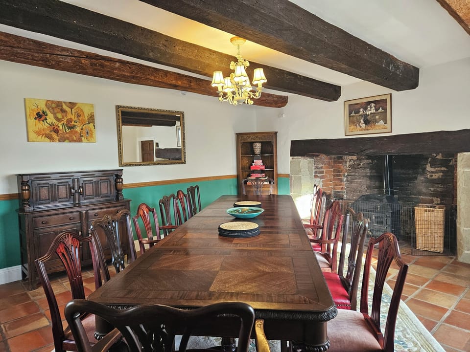 Statement dining room with table for 14 plus high chair avaialble