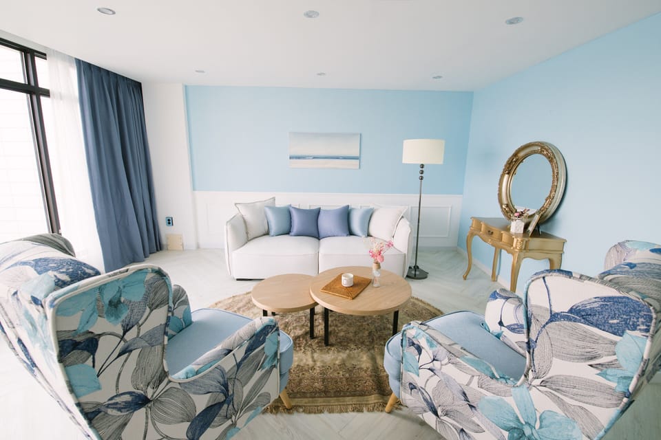 Premium Suite Ocean View, Floor-to-ceiling window, 2 Rooms, Ocean view available lying on bed | Hypo-allergenic bedding, laptop workspace, free WiFi, bed sheets