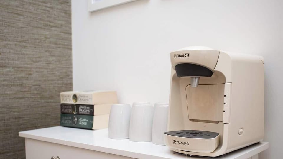 Start your day right with fresh coffee available in your own private space.