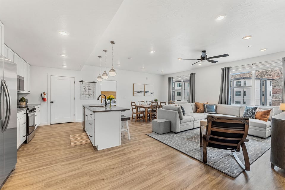 Kitchen, Living and Dining Rooms