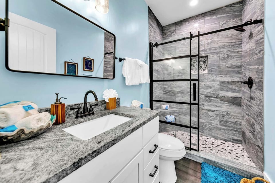 Guest bathroom with walk-in shower
