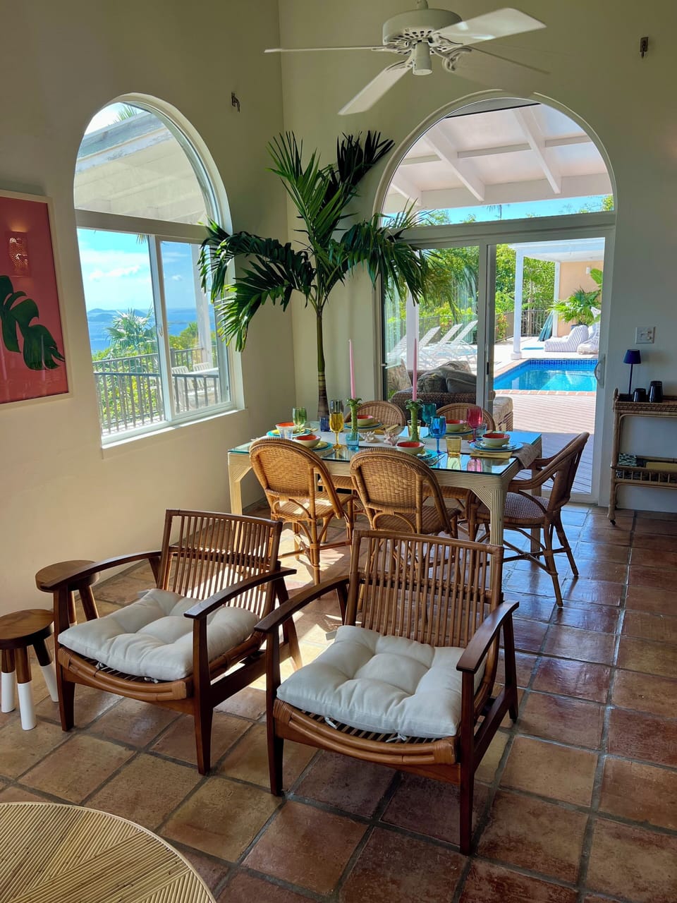 Large open living room and dining area