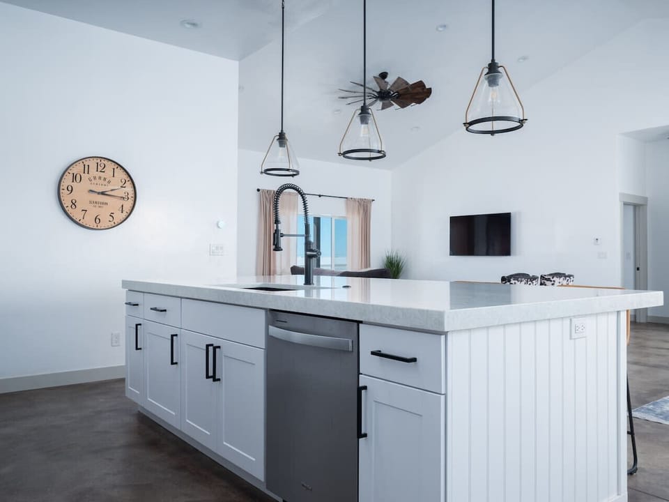 Kitchen island with granite countertops