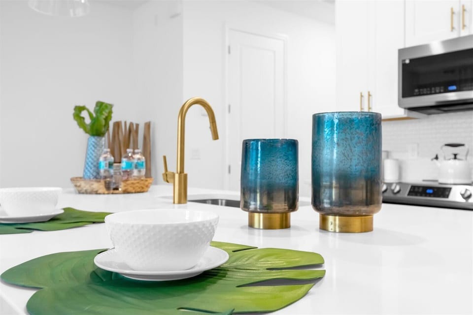Modern, cozy decor with a touch of Florida charm.