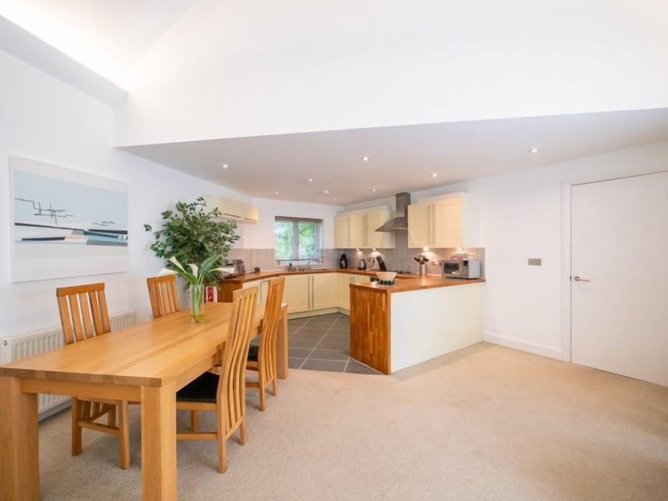 Large dining space and light, airy interiors