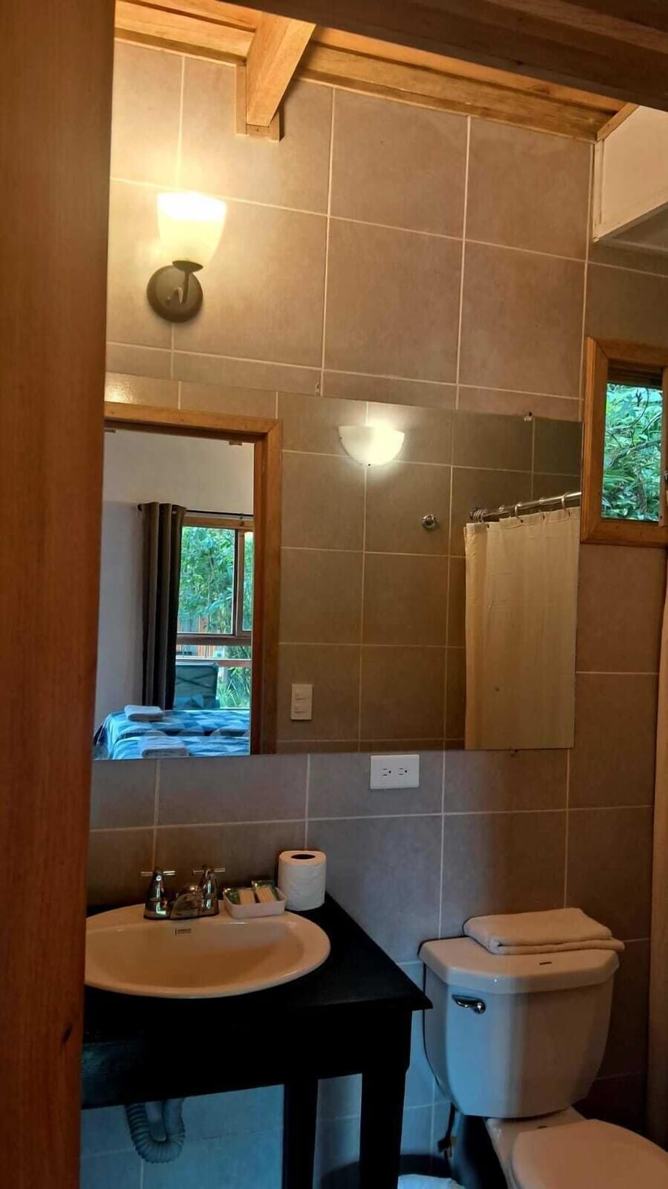 Shower, towels, soap, shampoo