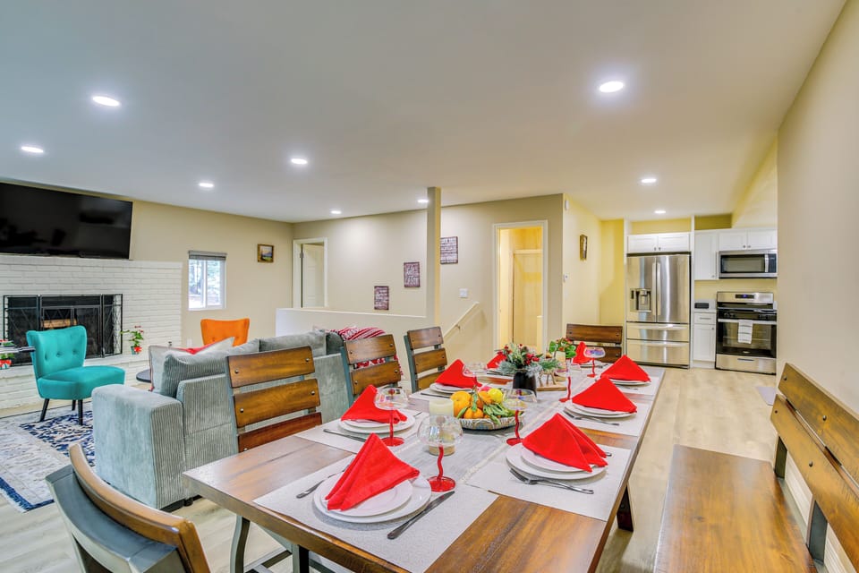 Dining Room | Upper Level | 2-Story Cabin | Dishware & Flatware