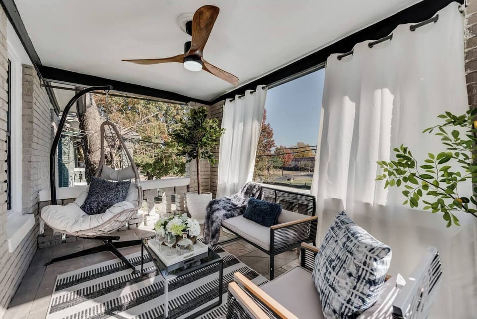 Private balcony with comfortable seating and plenty of space for both relaxing and entertaining.