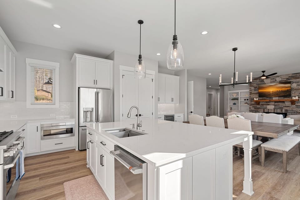 Fully stocked kitchen with island to prep all your group meals.