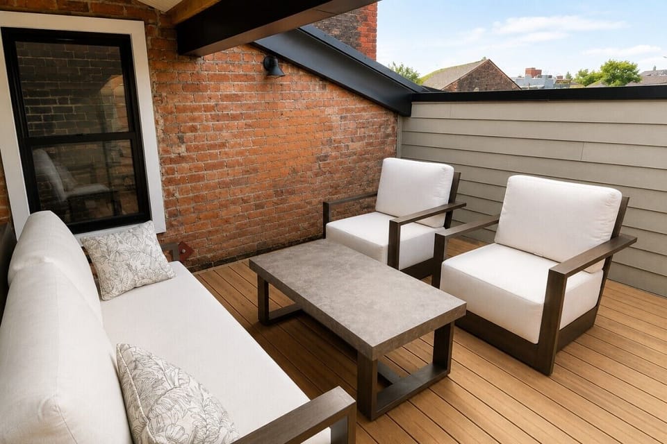 Rooftop patio with city views