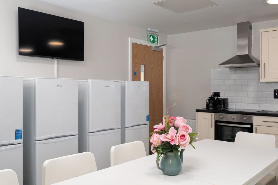 Shared fridge, microwave