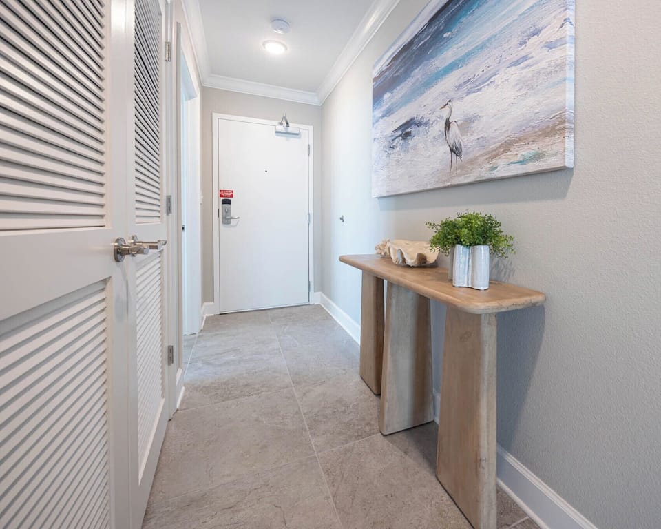 Welcoming entryway to your vacation rental inviting you to explore your beachfront retreat