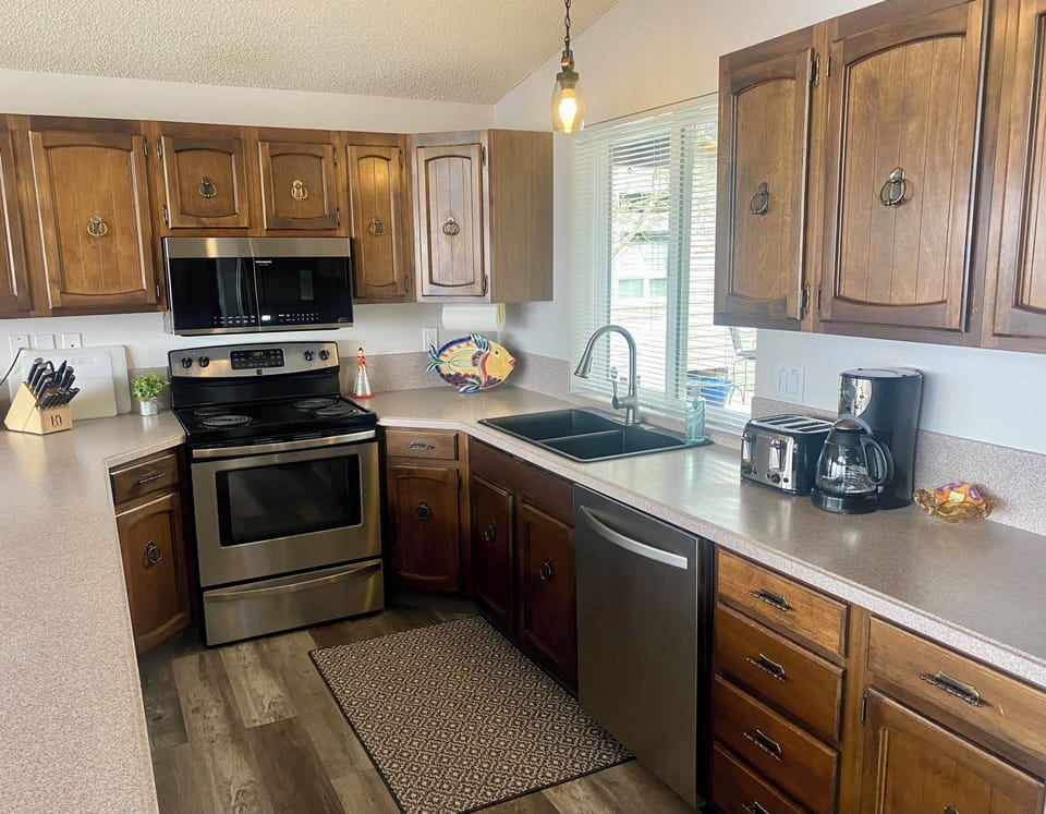 There’s a built-in microwave and electric stove, for all your cooking needs!