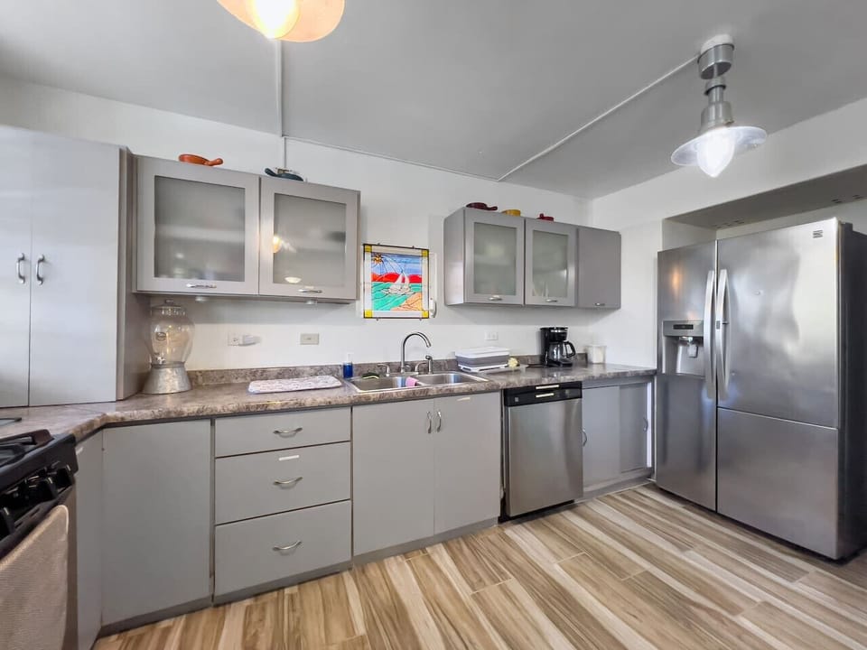 A fully equipped modern kitchen designed for convenience and efficiency.