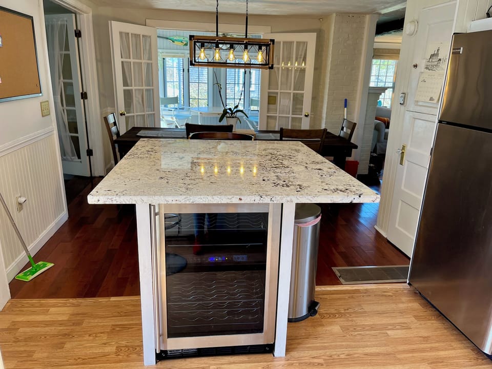 Livingroom off Kitchen with Wine Fridge