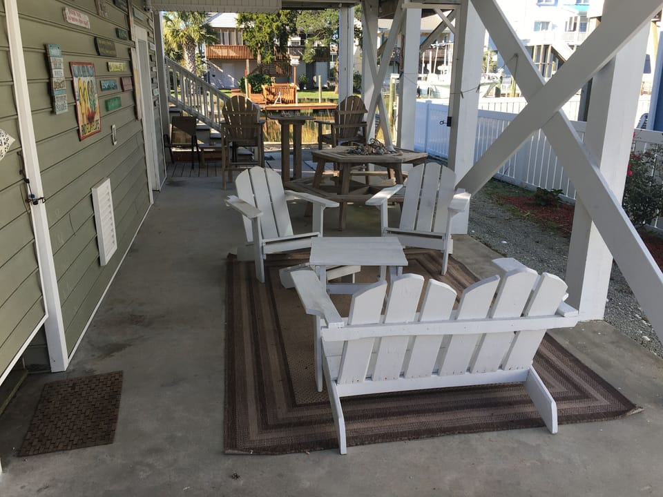 Seating area under house