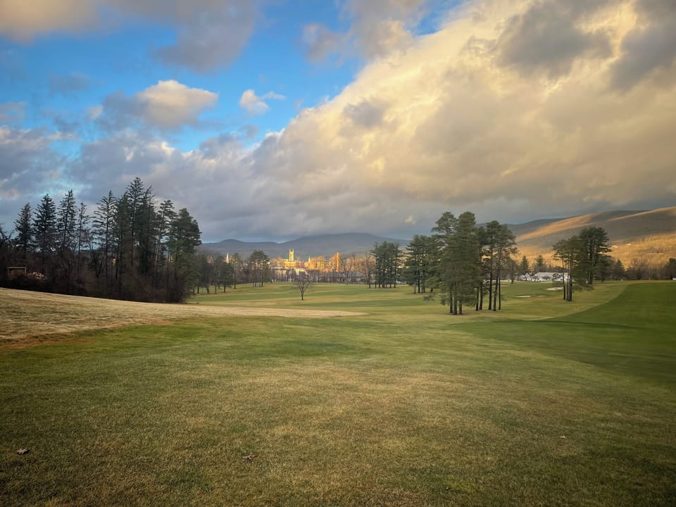 view over the golf course to Williams College campus