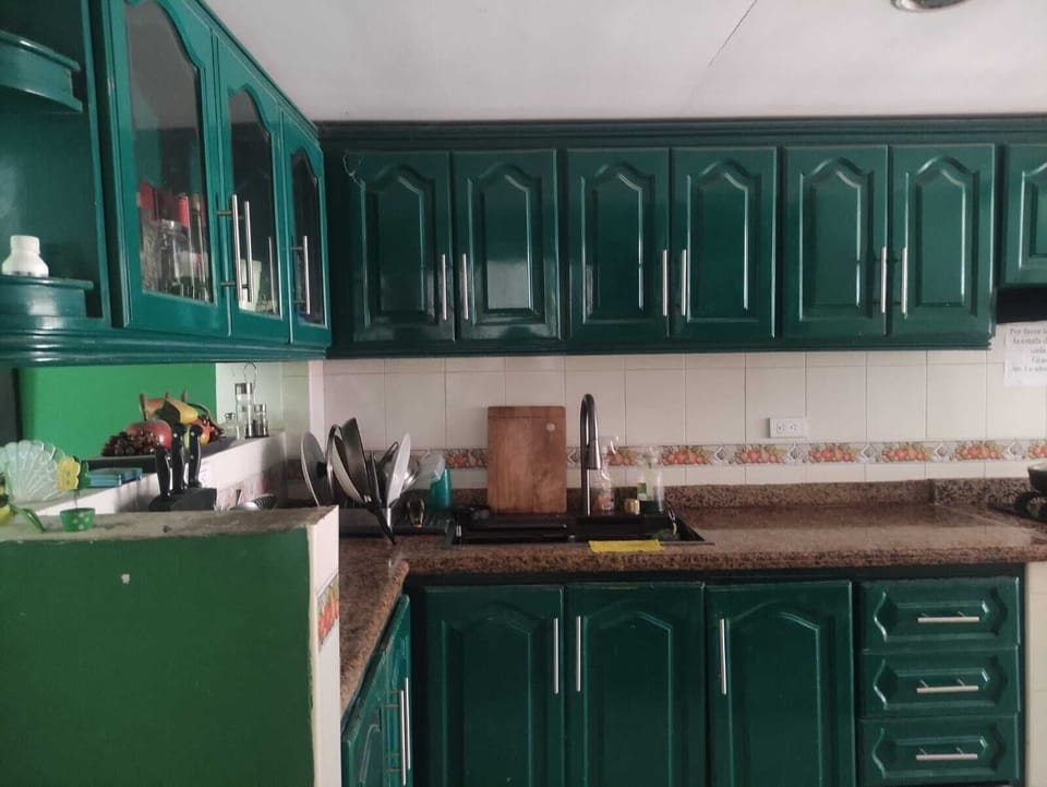 Fridge, cookware/dishes/utensils