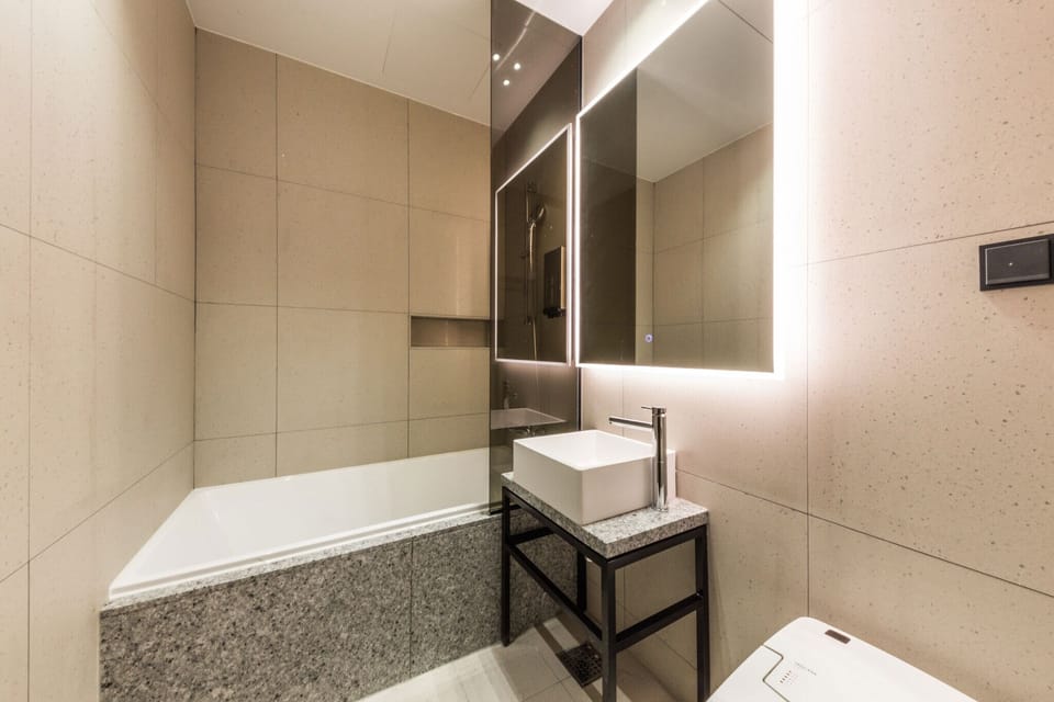 Deluxe Twin Room | Bathroom | Hair dryer, towels, soap, shampoo