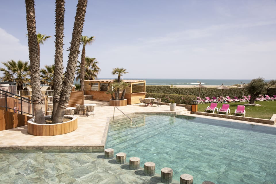 Indoor pool, outdoor pool, sun loungers