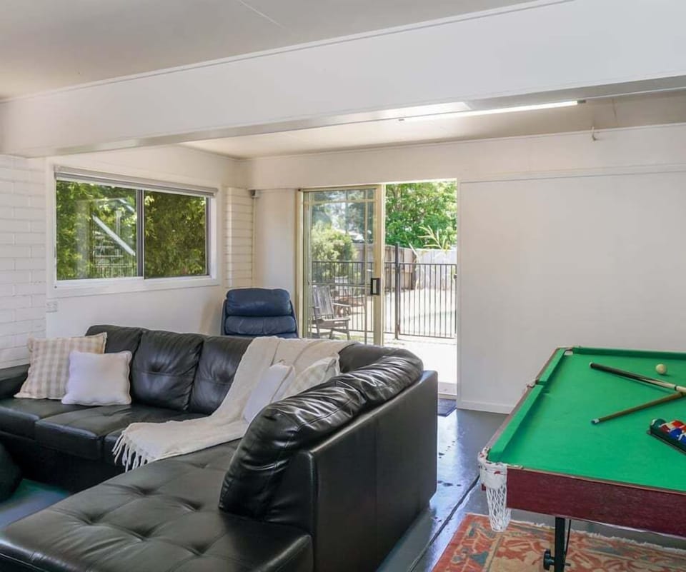 Downstairs rumpus room with fold out sofa bed