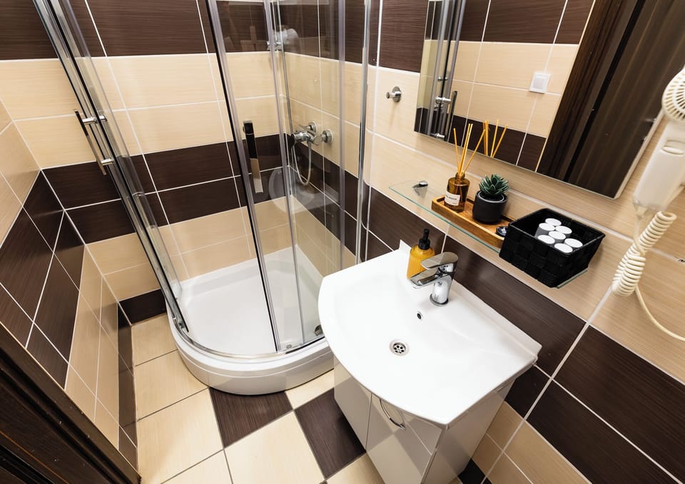 Comfort Double Room | Bathroom | Shower, free toiletries, hair dryer, towels