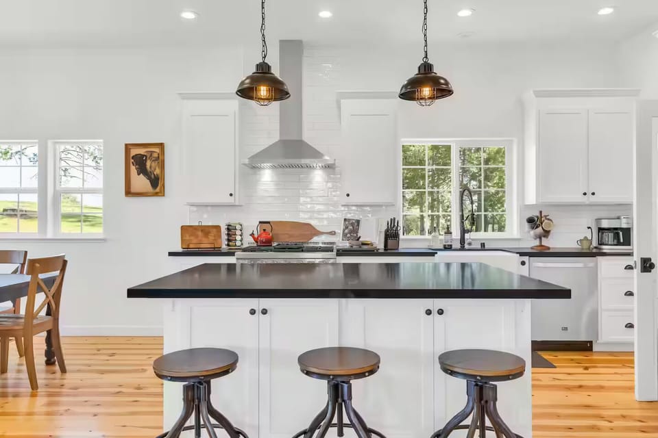 Chefs Kitchen with large island and extra seating 