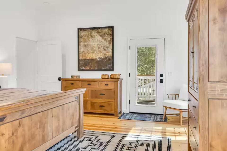 Master bedroom with access to back deck