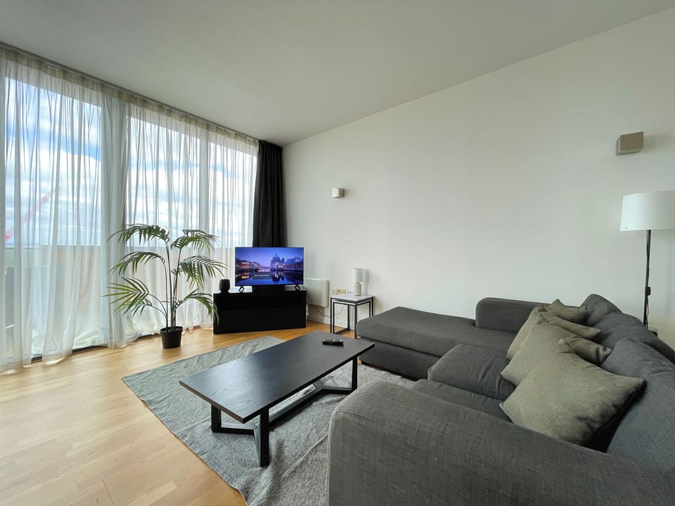 Luxury Apartment, City View | Living area | 40-inch LED TV with digital channels