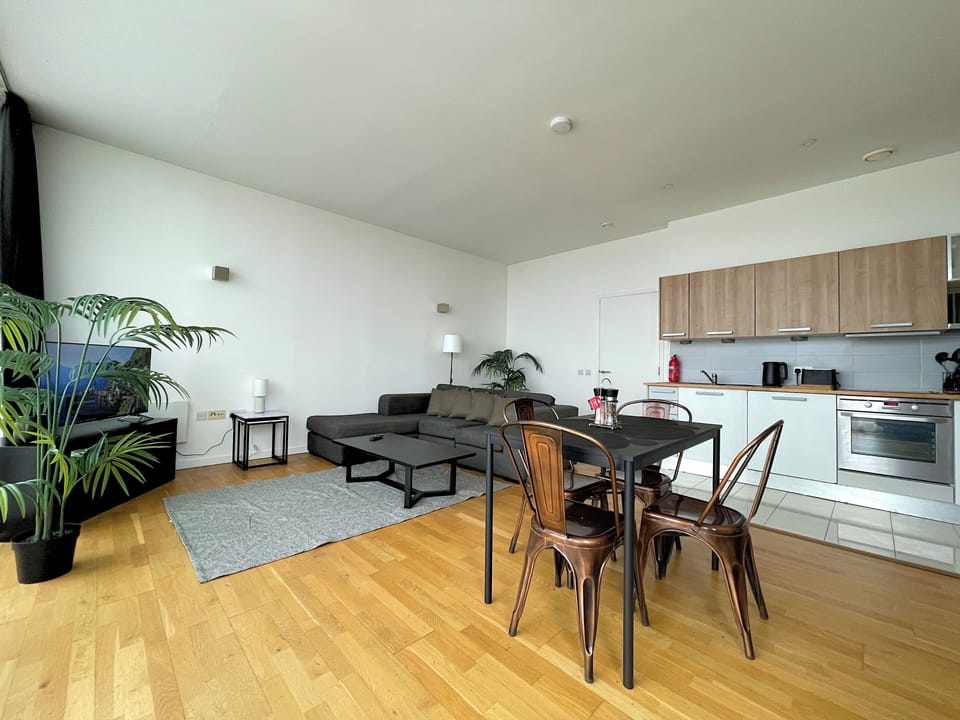 Luxury Apartment, City View | Living area | 40-inch LED TV with digital channels