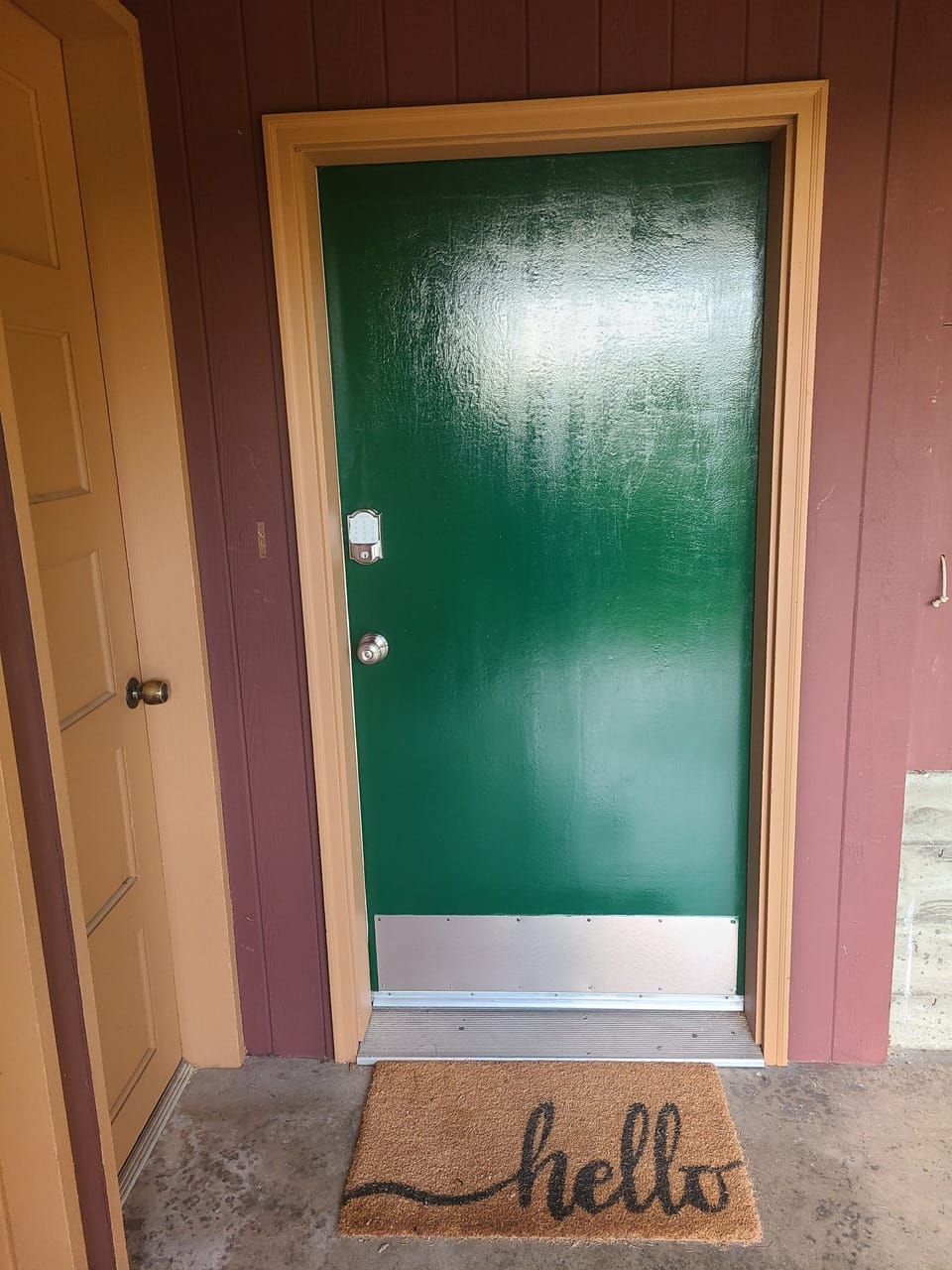 The Green Door with code lock.