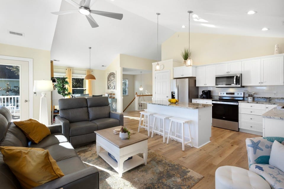 The open-concept Living Area is ideal for relaxing after a day at the beach.