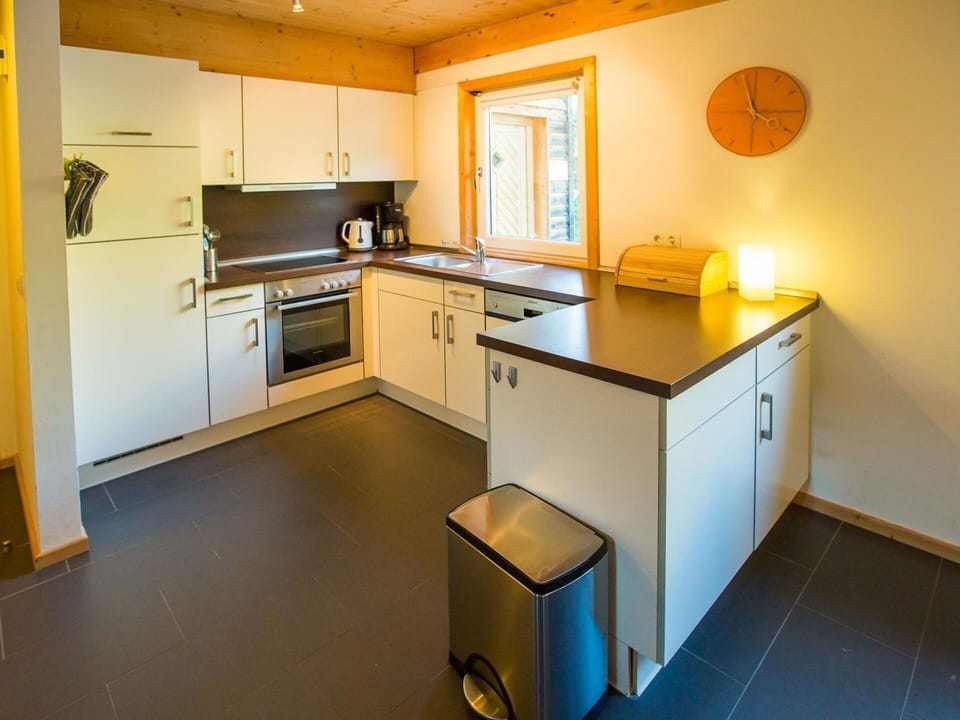 Kitchen, Interior Design, Flooring, Wood, Countertop, Ceiling, Floor, Furniture, Cabinetry, Room