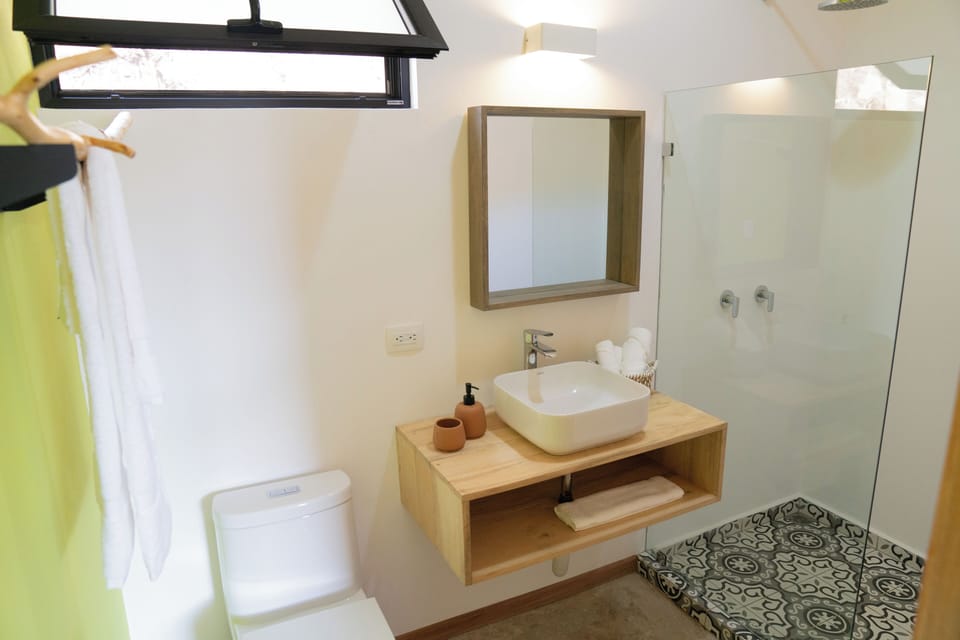 Comfort Double Room, Patio, Hill View | Bathroom | Shower, towels, soap, shampoo