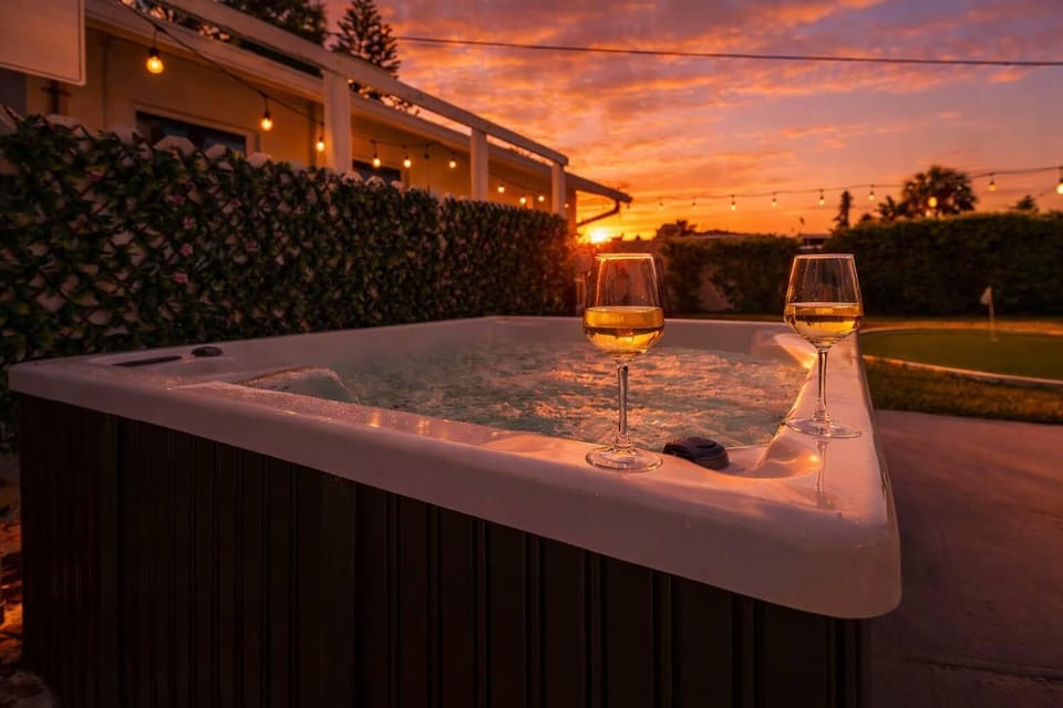 Unwind in our brand new luxury hot tub, perfect for your ultimate relaxation!
