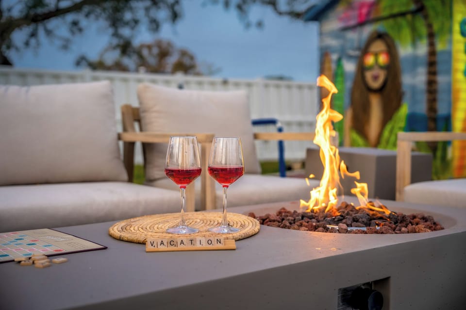 Relax by the firepit, sip your favorite wine, & play board games with your crew.