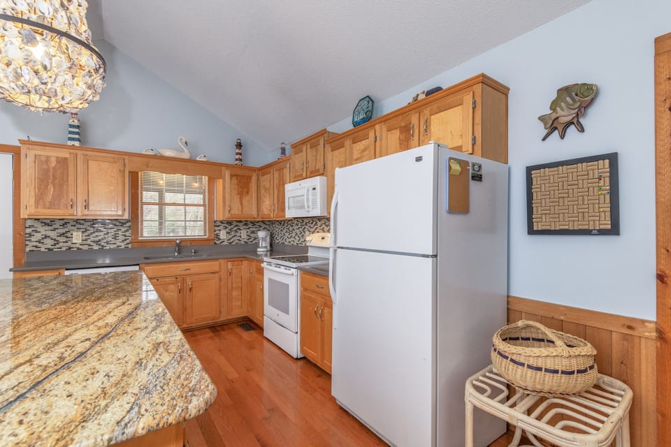 large refrigerator, and stylish granite countertops :)