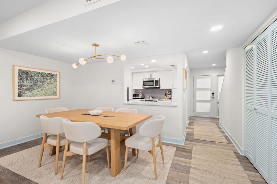 Bright, open kitchen and dining area with modern touches
