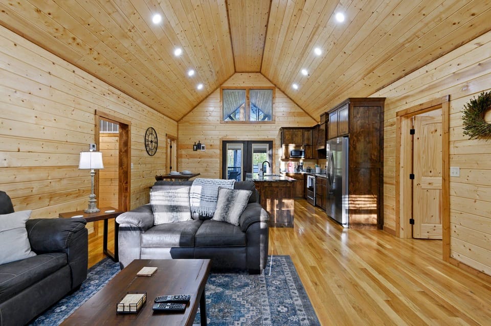 View as you enter the cabin from front door. 