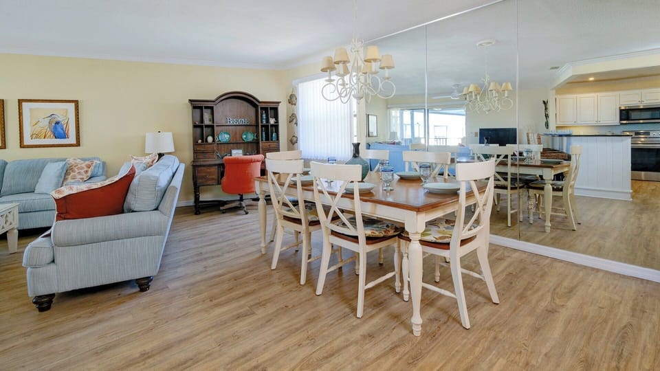 Dining Table Seats Six with Additional Seating at Island