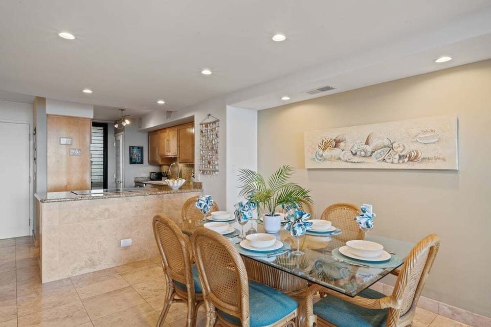 Convenient dining space next to the kitchen for easy serving
