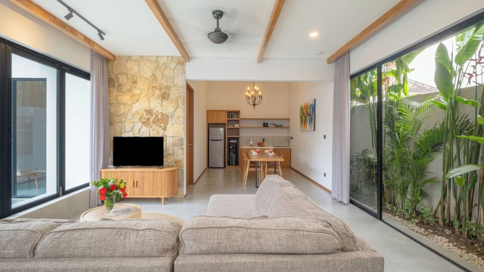 Villa, 2 Bedrooms, Pool View | Living area | 40-inch Smart TV with satellite channels, Netflix, streaming services
