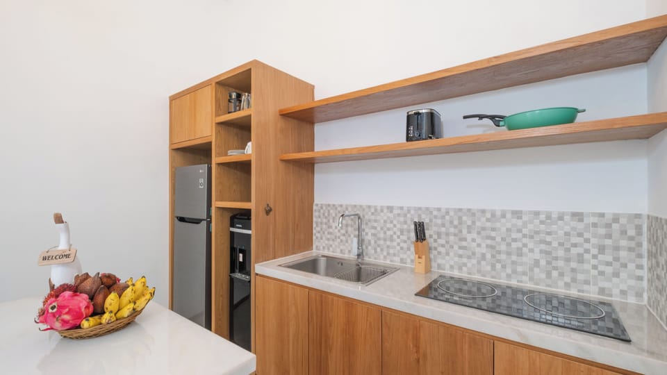 Villa, 2 Bedrooms, Pool View | Private kitchen | Fridge, stovetop, cookware/dishes/utensils
