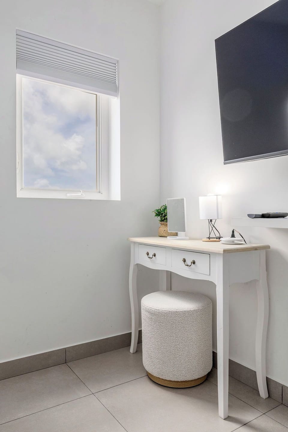 Your modern bathroom offers a refreshing retreat with a spacious walk-in shower, sleek vanity with storage, and thoughtful amenities to help you feel at home.
