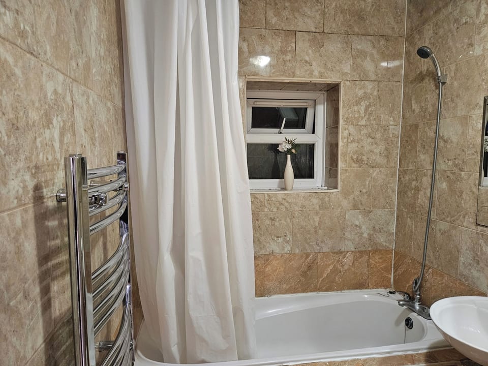 Apartment | Bathroom | Shower, hair dryer, towels