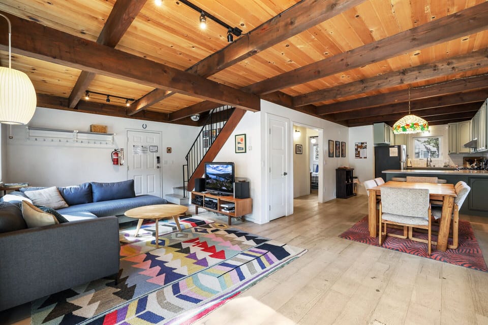 Living, dining, kitchen area